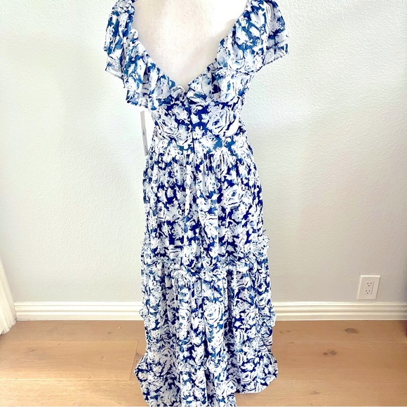 Stunning new blue floral maxi dress with side cut outs small - Picture 2 of 5